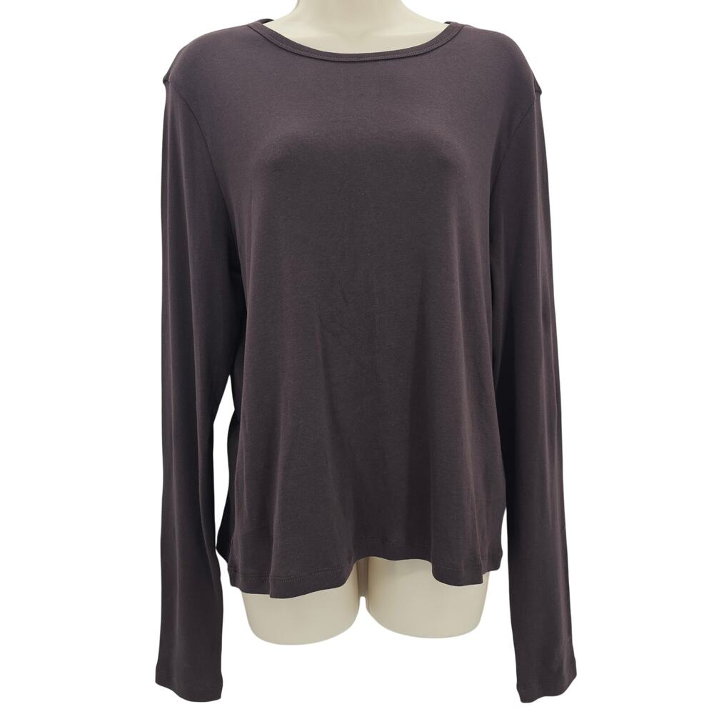 Madewell Womans size XL Long Sleeve 100% Supima Cotton T-Shirt Brown NW949 NEW